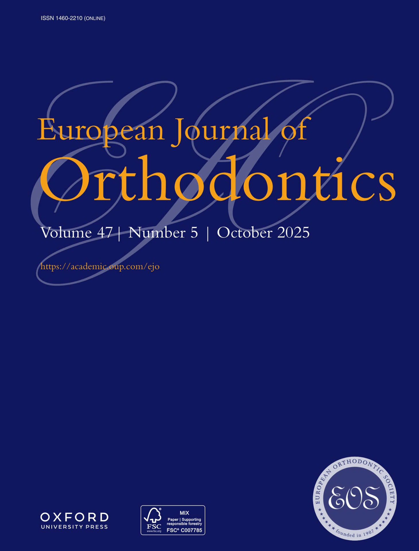 European Journal of Orthodontics cover
