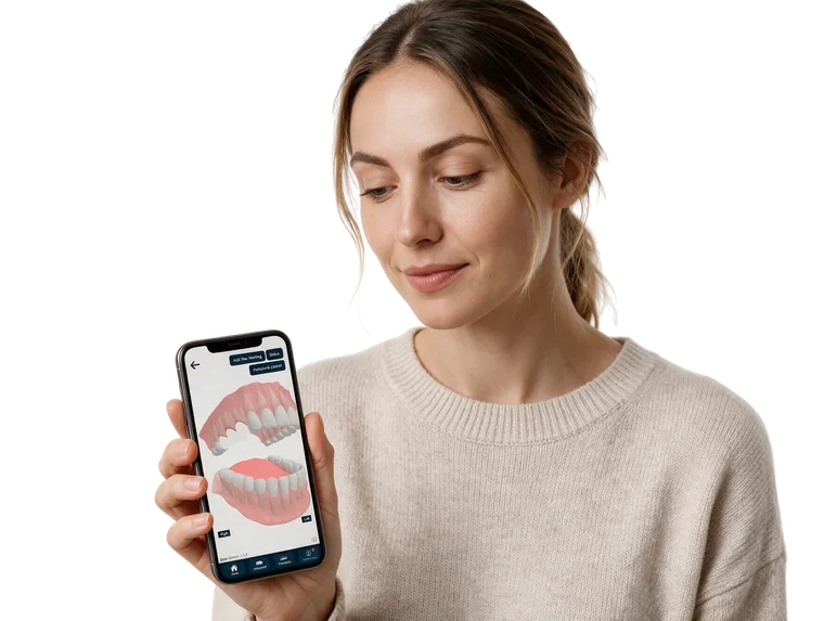 Patient reviewing her personal oral health plan in the MyDentView app