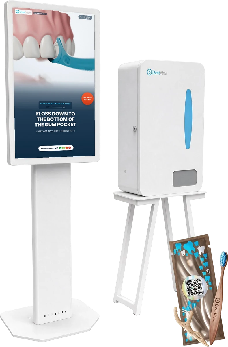 DentView self-care station with a kit dispenser