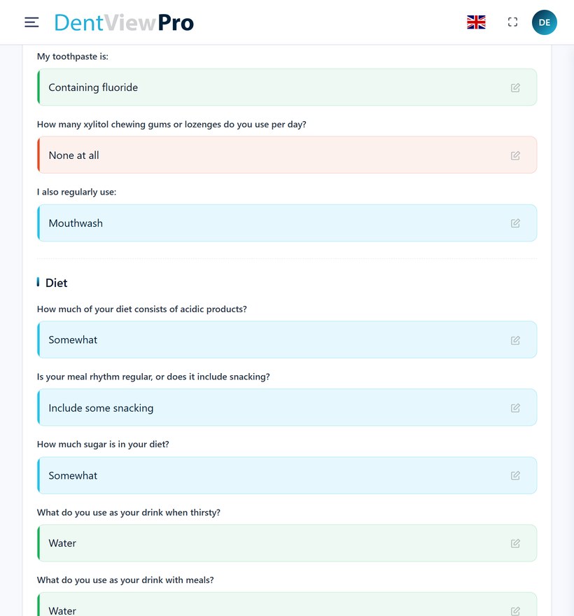 A DentViewPro self-care report with an AI summary
